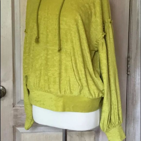 Free People Sweatshirt Hooded Terrycloth Pocket Xs - Picture 2 of 5